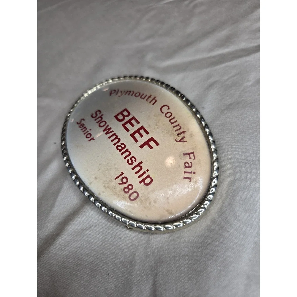 County Fair BEEF Showmanship Award Belt Buckle - Oval Vintage